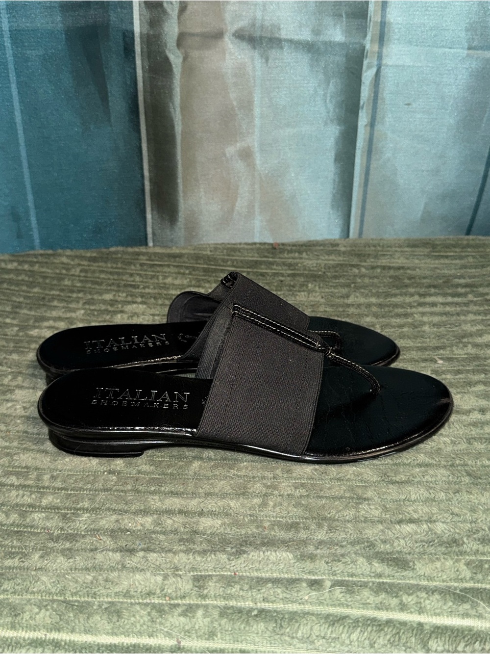 Italian Shoemakers Black Women's Slide Sandals with Wide Fabric Strap